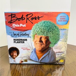 BRAND NEW Bob Ross Chia Pet Handmade Planter Set